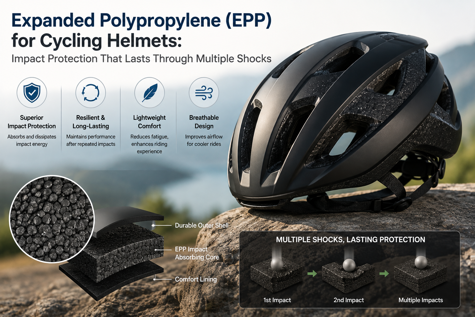 Expanded Polypropylene (EPP) for Cycling Helmets: Impact Protection That Lasts Through Multiple Shocks